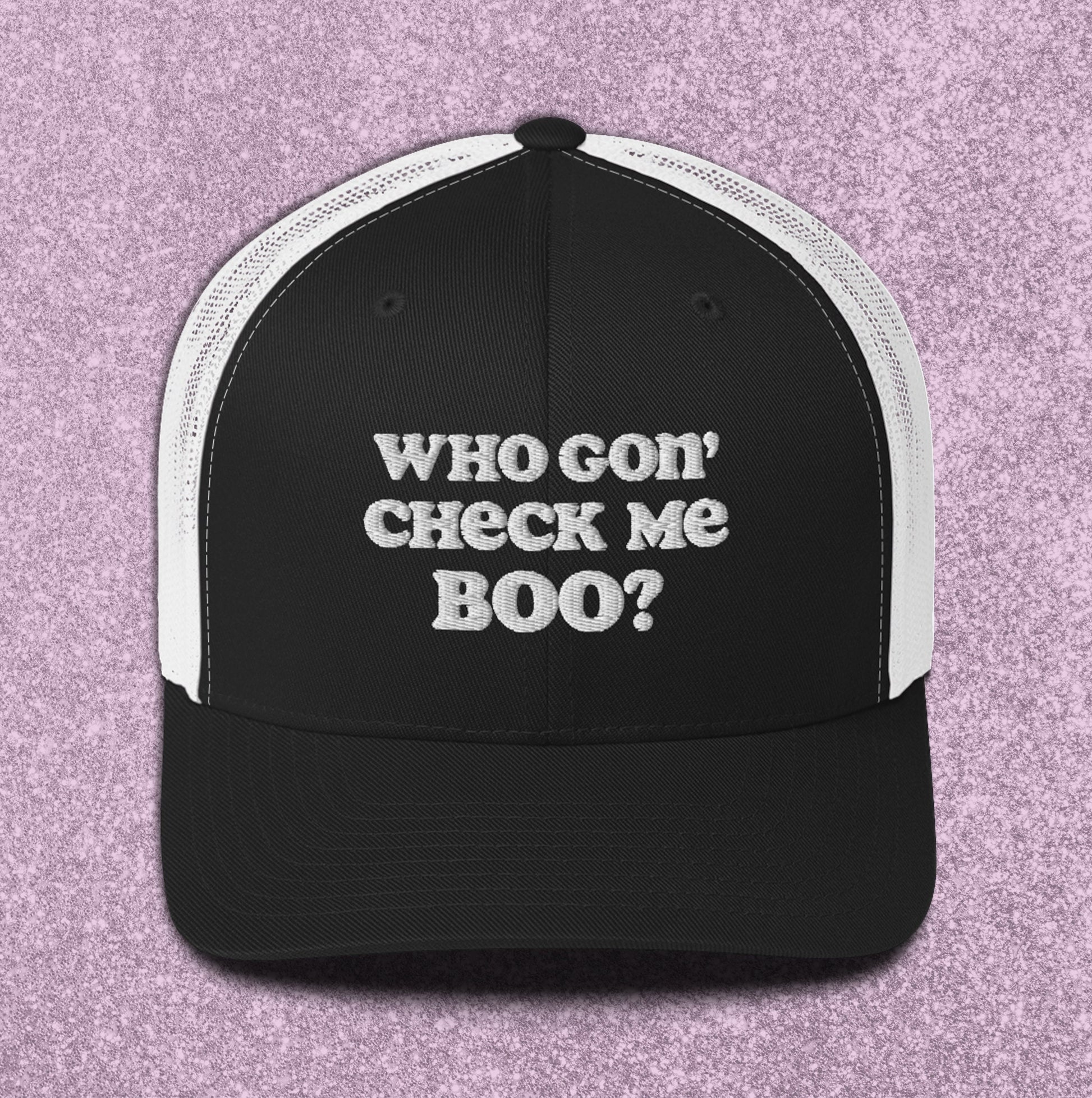 Who gon&#39; check me boo Real Housewives of Atlanta RHOA Sheree Whitfield Bravo Reality TV gift trucker hat